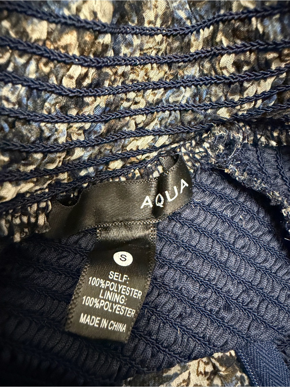 Aqua Navy Floral Smocked Midi Dress - Picture 4 of 4